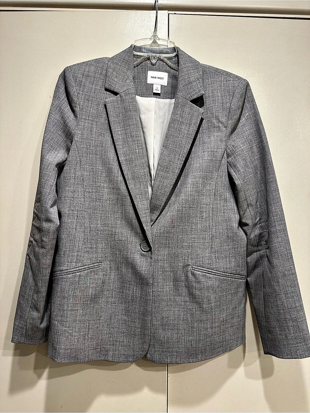 Nine West Classic Single Button Blazer Gray Size Small